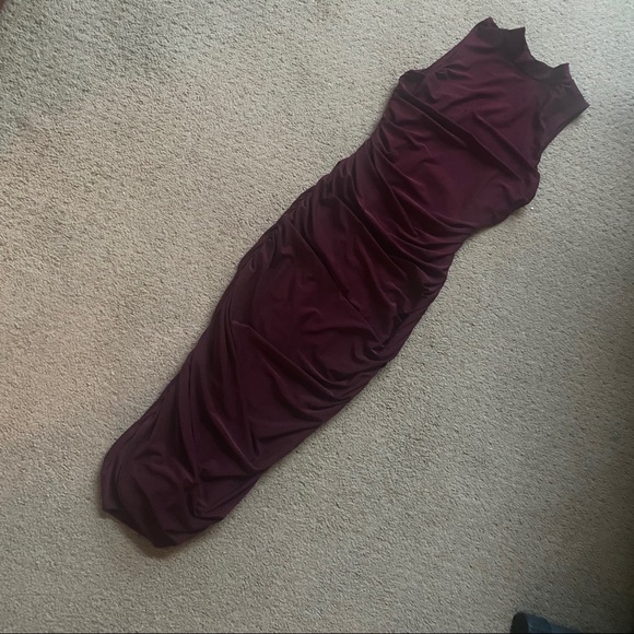 New Red Maroon Windsor Ruched Bodycon Dress S - Picture 3 of 4
